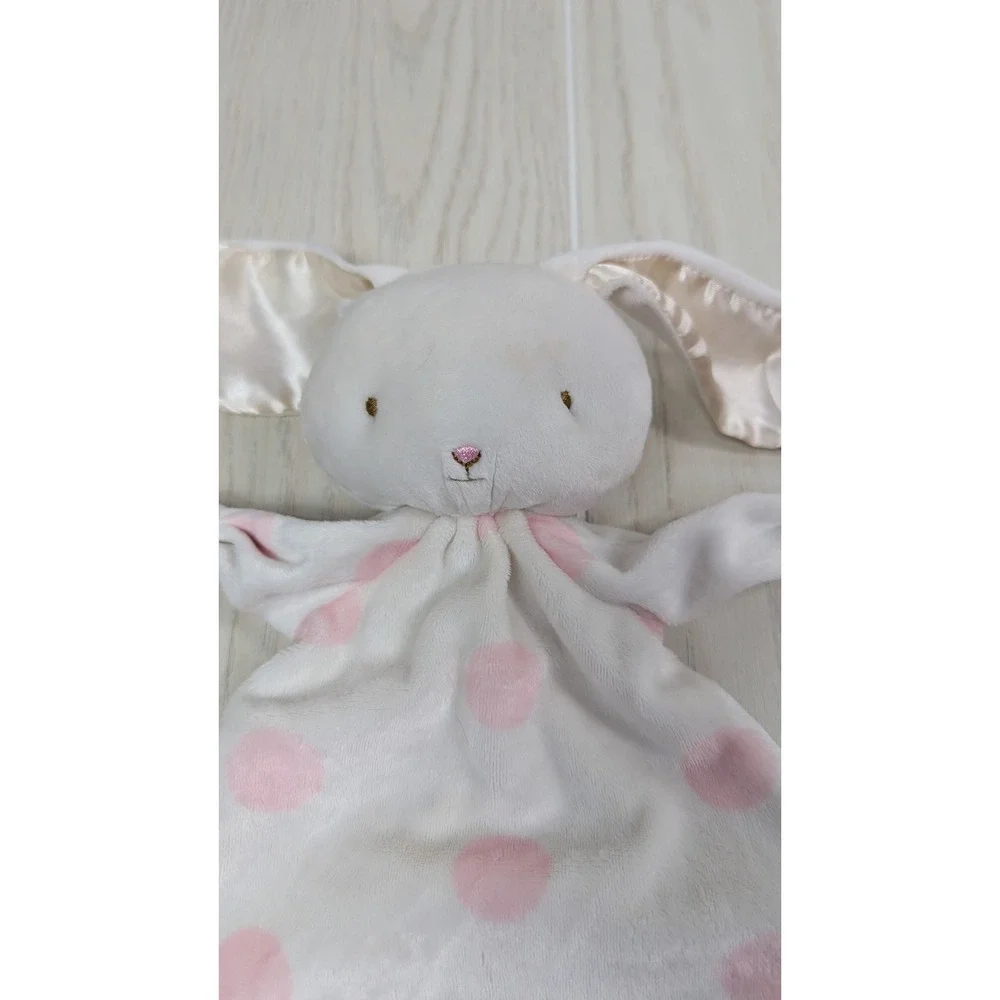 Bunnies By The Bay Knotty Buddy White Pink Polka Dot Security Blanket Lovey